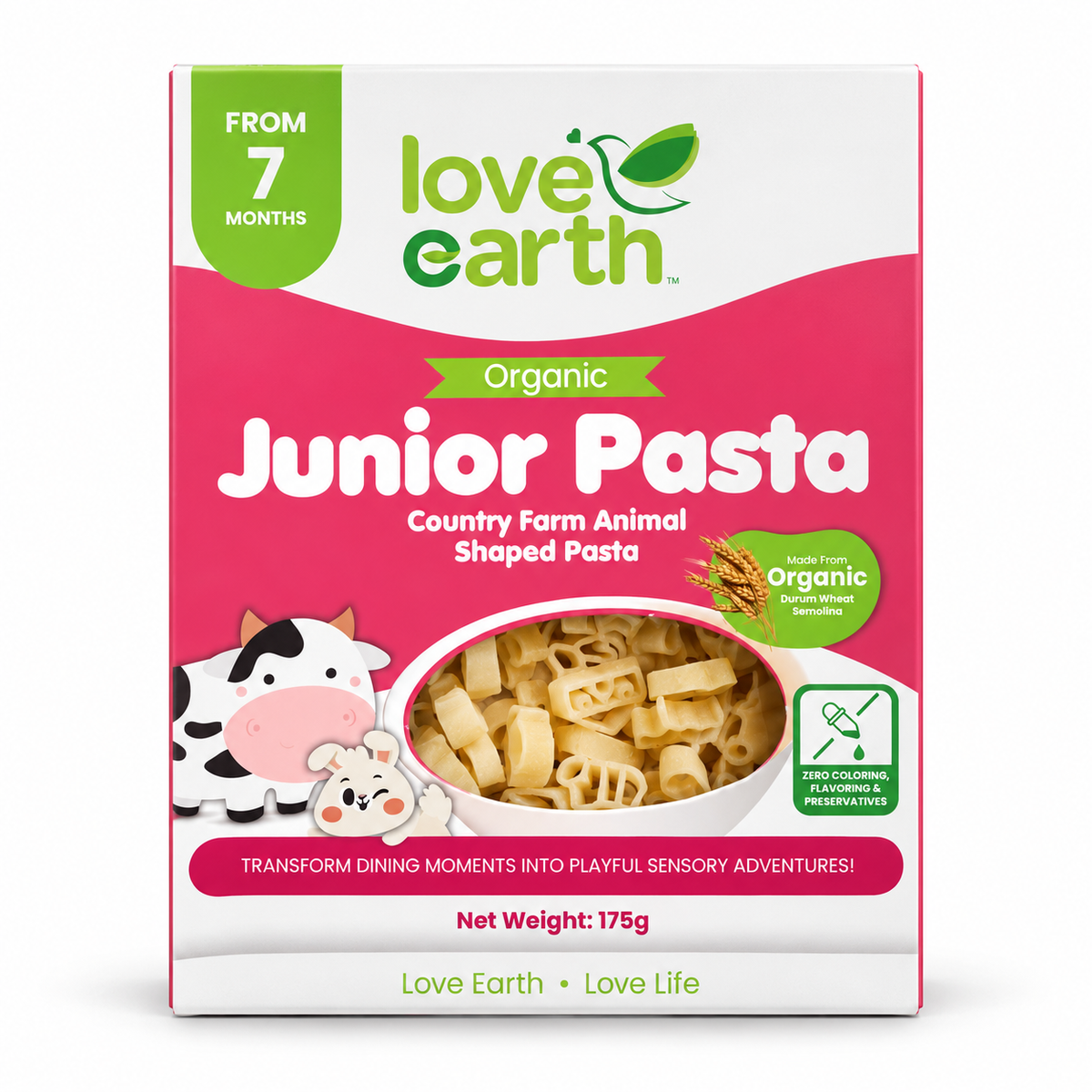 Love Earth Organic Junior Pasta Country Farm Animal 175 g